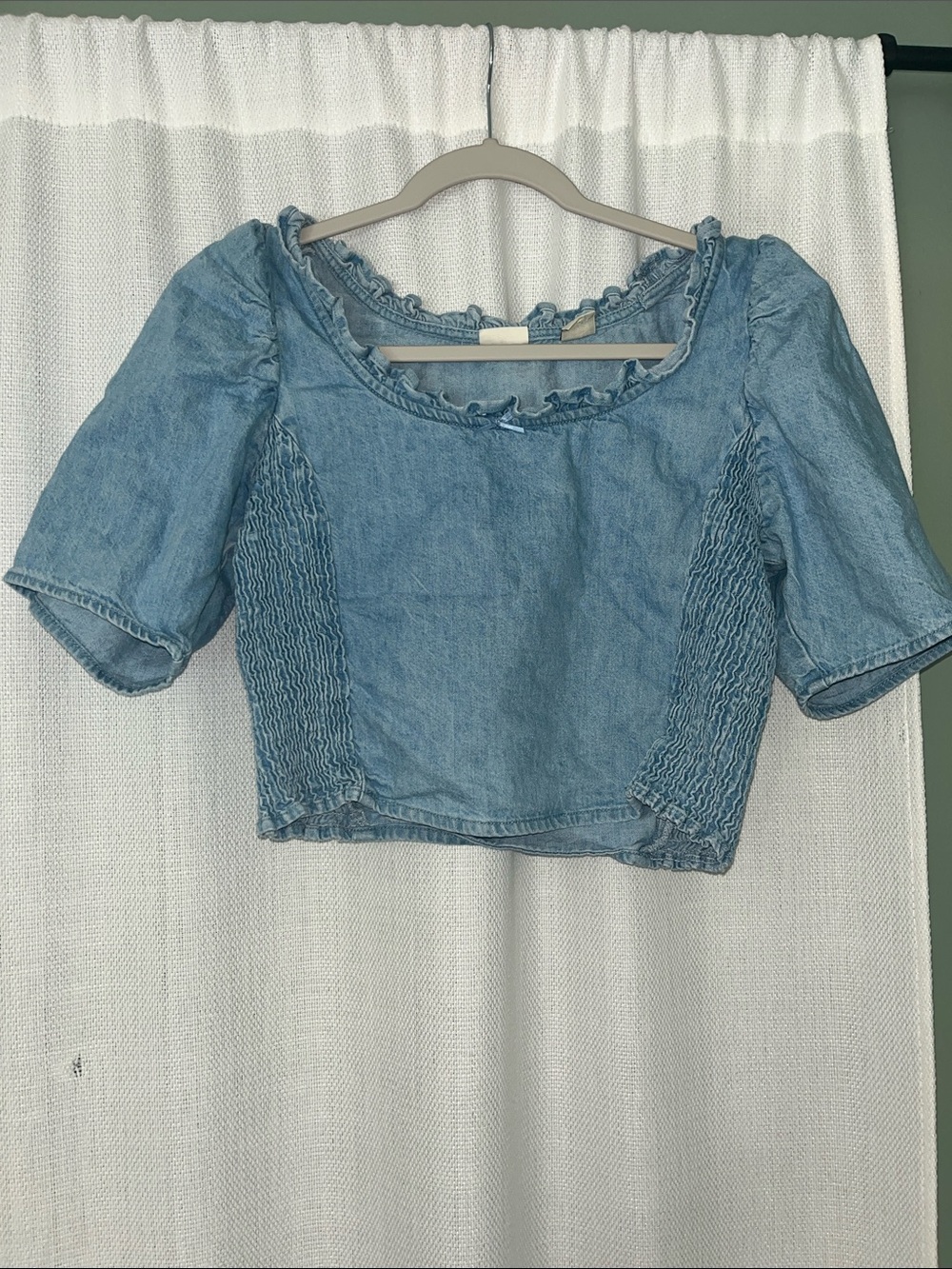 Levi's Light Blue Denim Smocked Crop Top